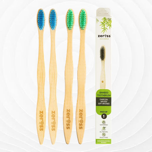 Zeross FH Bamboo Brush,Bamboo,Eco-friendly, Biodegradable, Durable, Gentle Bristles,Made in India,pack of 4-Multicolour Zeross Online Store